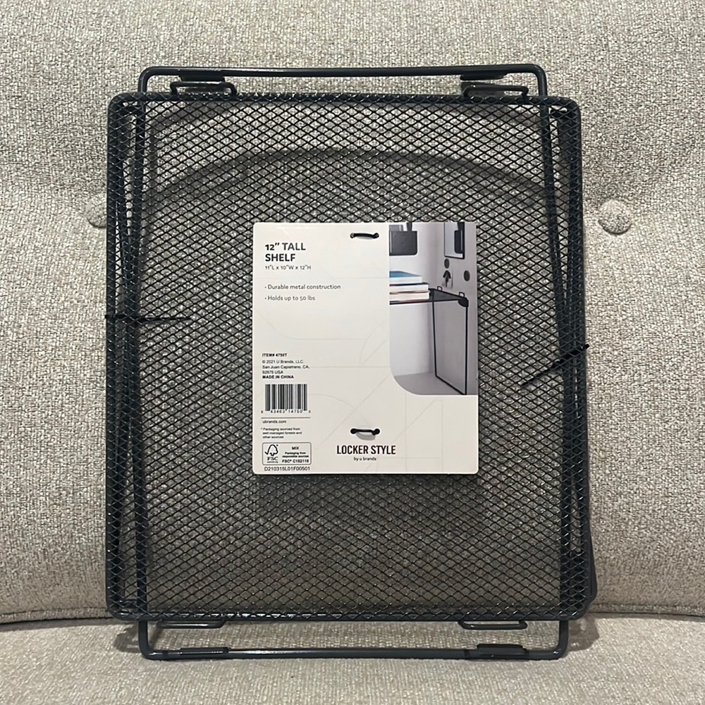 Locker Style 12” Tall Collapsible Shelf. Great for school lockers. Brand new!